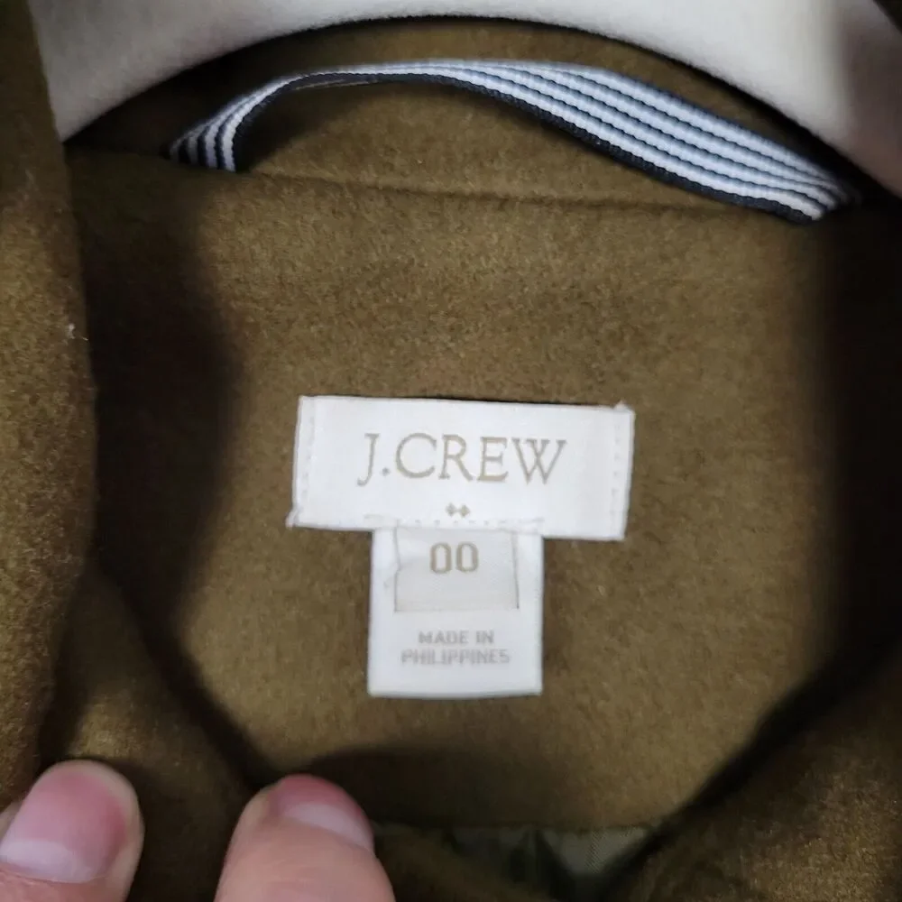 J CREW 52510 Green Wool Button Front Skirted Dress Coat SIZE 00 - Picture 6 of 11